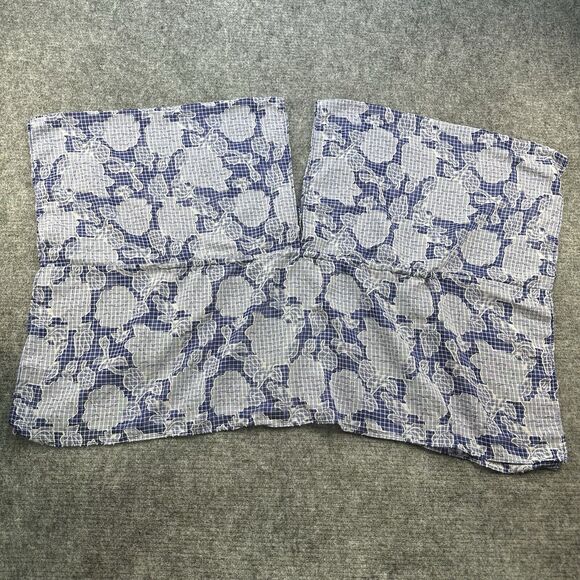 ANTHROPOLOGIE Kaftan Blouse Woman One Size Blue Floral Tie Front Flowy Sheer - Picture 8 of 13